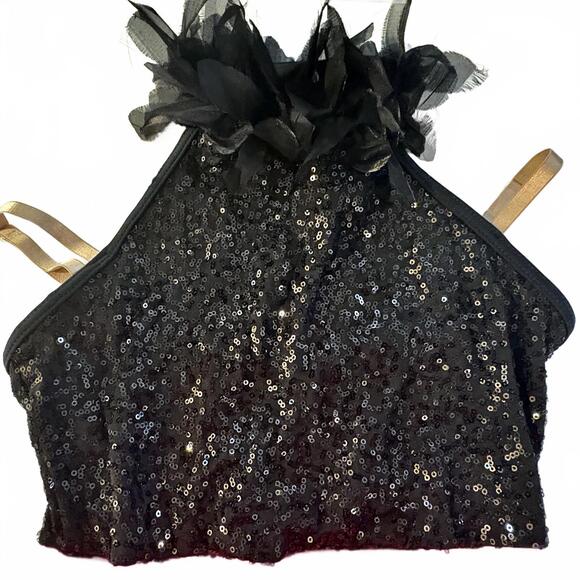 Weissman Girls Sequined Satin Petal Halter Dance Costume M - Picture 2 of 7